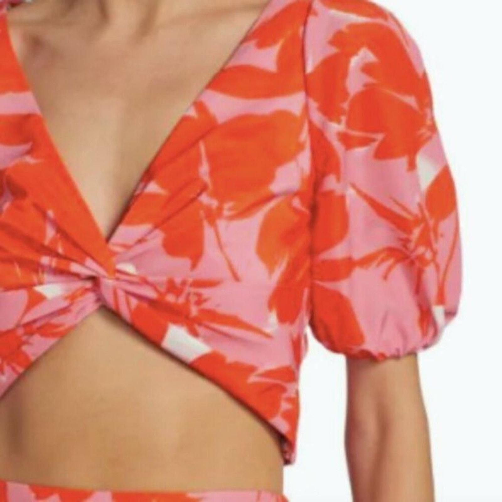 Monique Lhuillier ML Monique Lhuillier Printed Taffeta Crop Top 10 Size L / US 10 / IT 46 - 7 Thumbnail