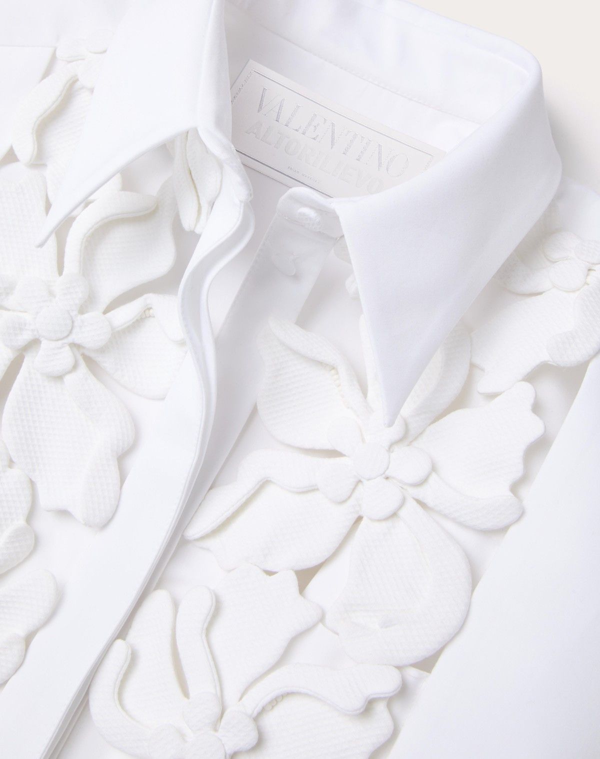 Valentino o1s1wg110525 Embroidered Popeline Short Dress in White Size L / US 10 / IT 46 - 7 Thumbnail