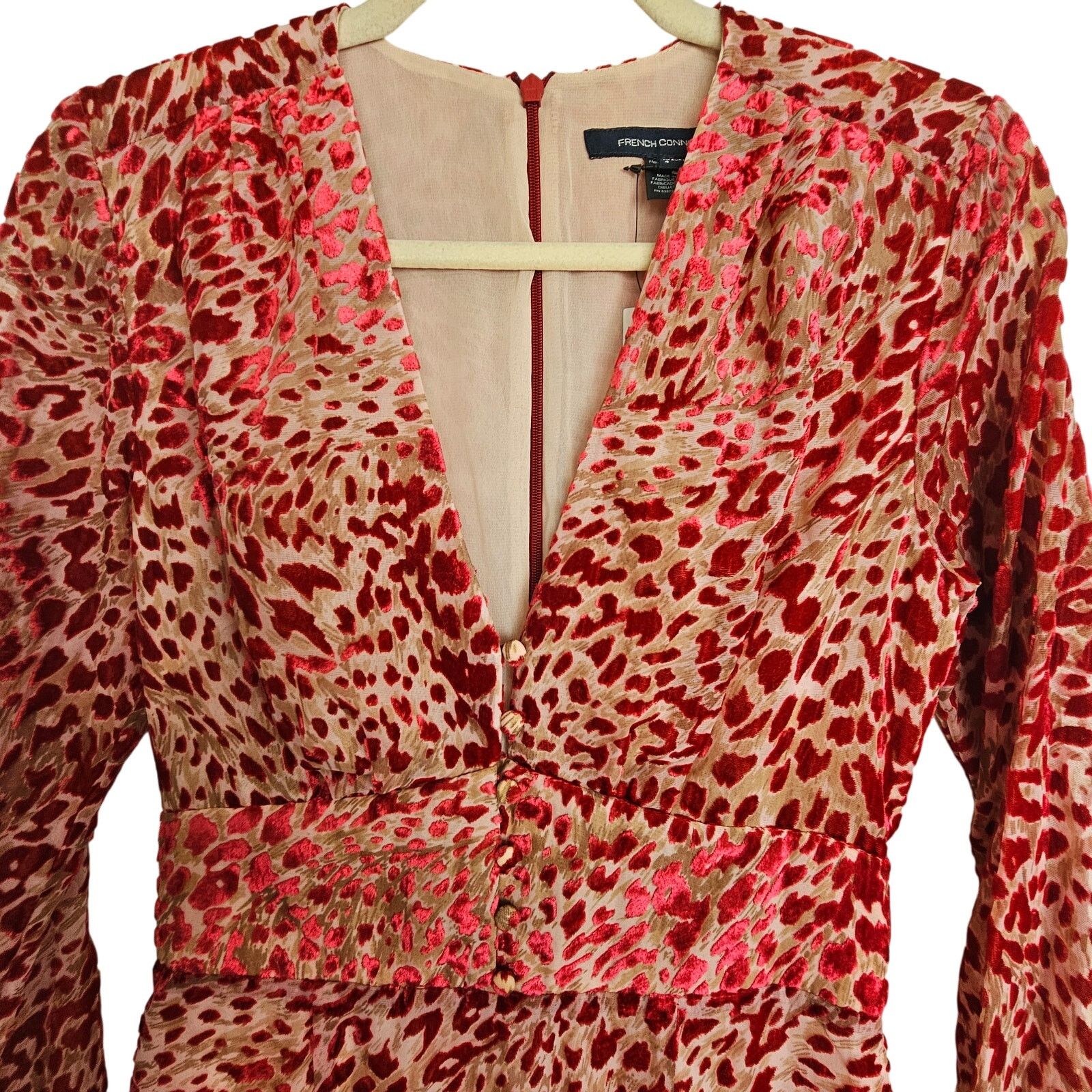 French Connection French Connection Womens Velvet Adelma Devore Leopard Print Size XS / US 0-2 / IT 36-38 - 3 Thumbnail