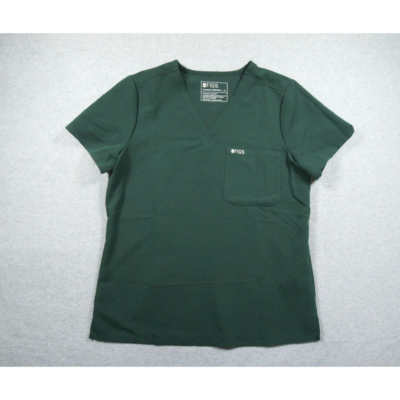 Vintage Figs Shirt Womens Medium Green Scrub Top Nurse Medical Workwear Stretch Ladies Size M / US 6-8 / IT 42-44 - 2 Thumbnail