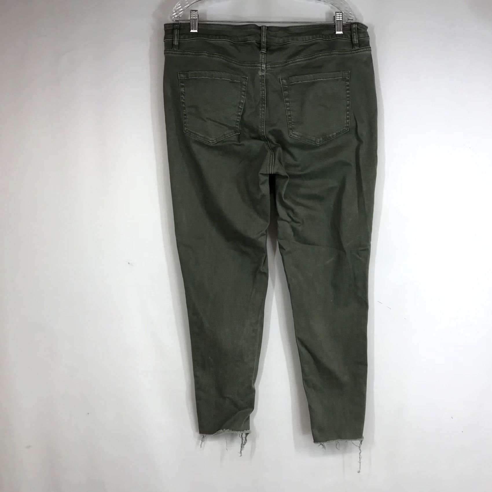 Vintage Lane Bryant Olive Green Ankle Skinny Jeans Women's 16 Black Label Denim Casual Pockets Stretch 5-Pocket Distressed Size 38" / US 16 / IT 52 - 4 Thumbnail