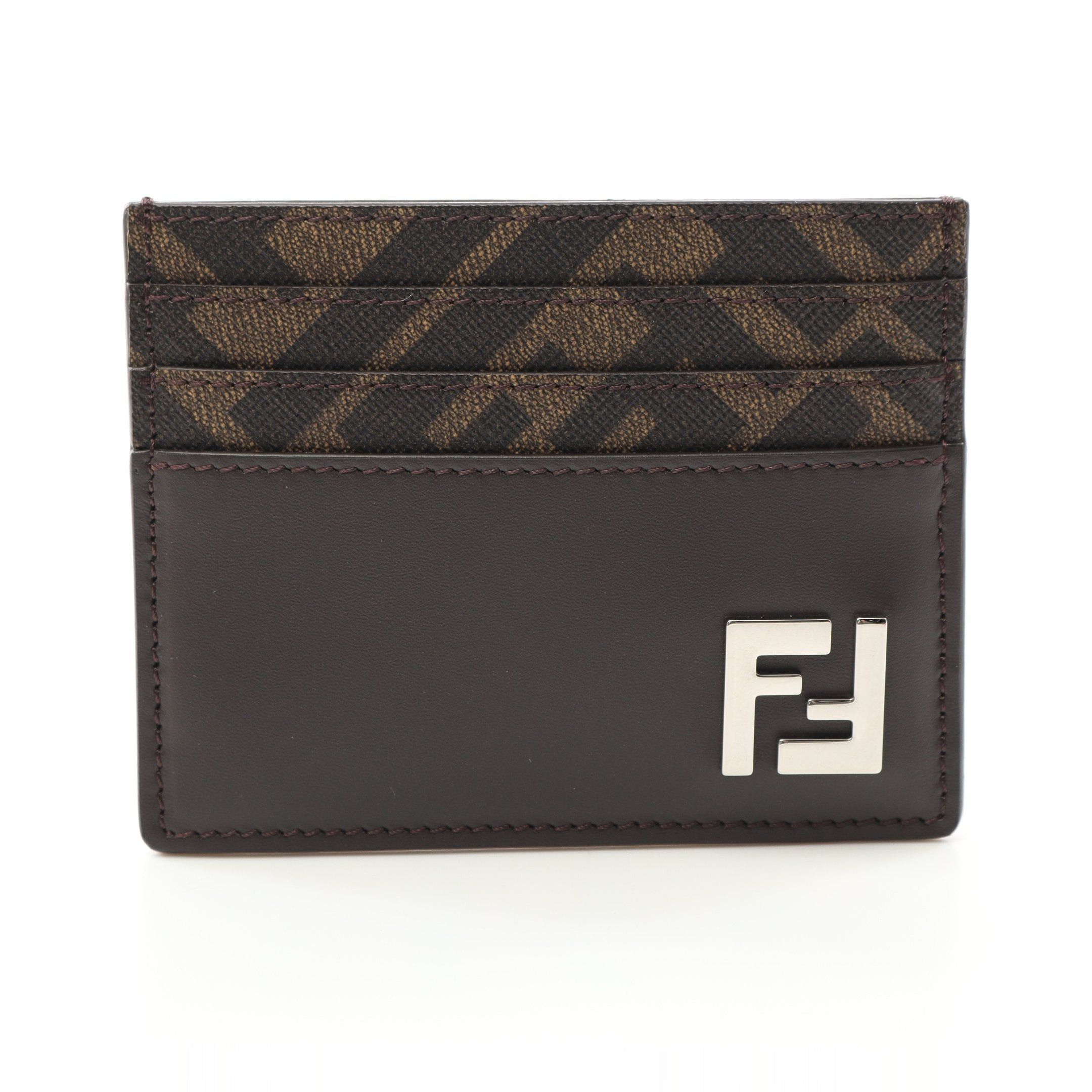 Fendi Fendi Ff Logo Card Case Leather Brown Black Size ONE SIZE - 1 Thumbnail