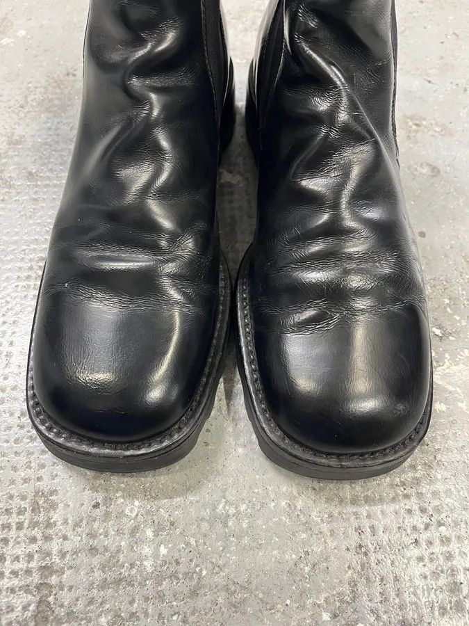 Prada × Vintage 2000s Prada Black Pure Leather Ankle Boots Size US 9.5 / IT 39.5 - 6 Thumbnail