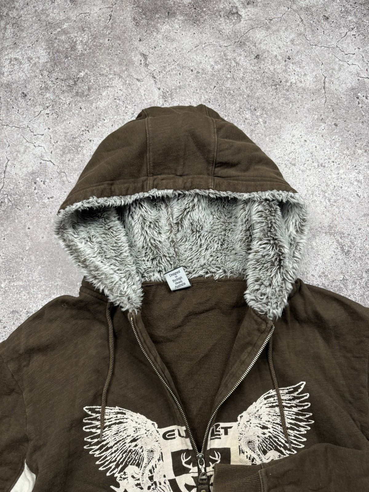 If Six Was Nine LGB Styled Cross Fur Brown Y2K Zip Hoodie