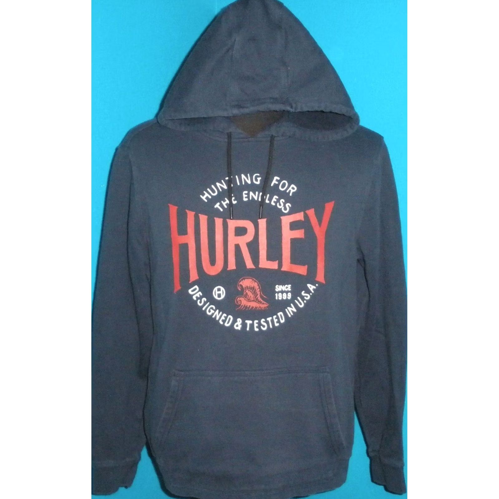 Hurley Hurley Pullover Hoodie Sweatshirt Navy Blue Logo Print Hooded Men’s Large Size US L / EU 52-54 / 3 - 2 Thumbnail