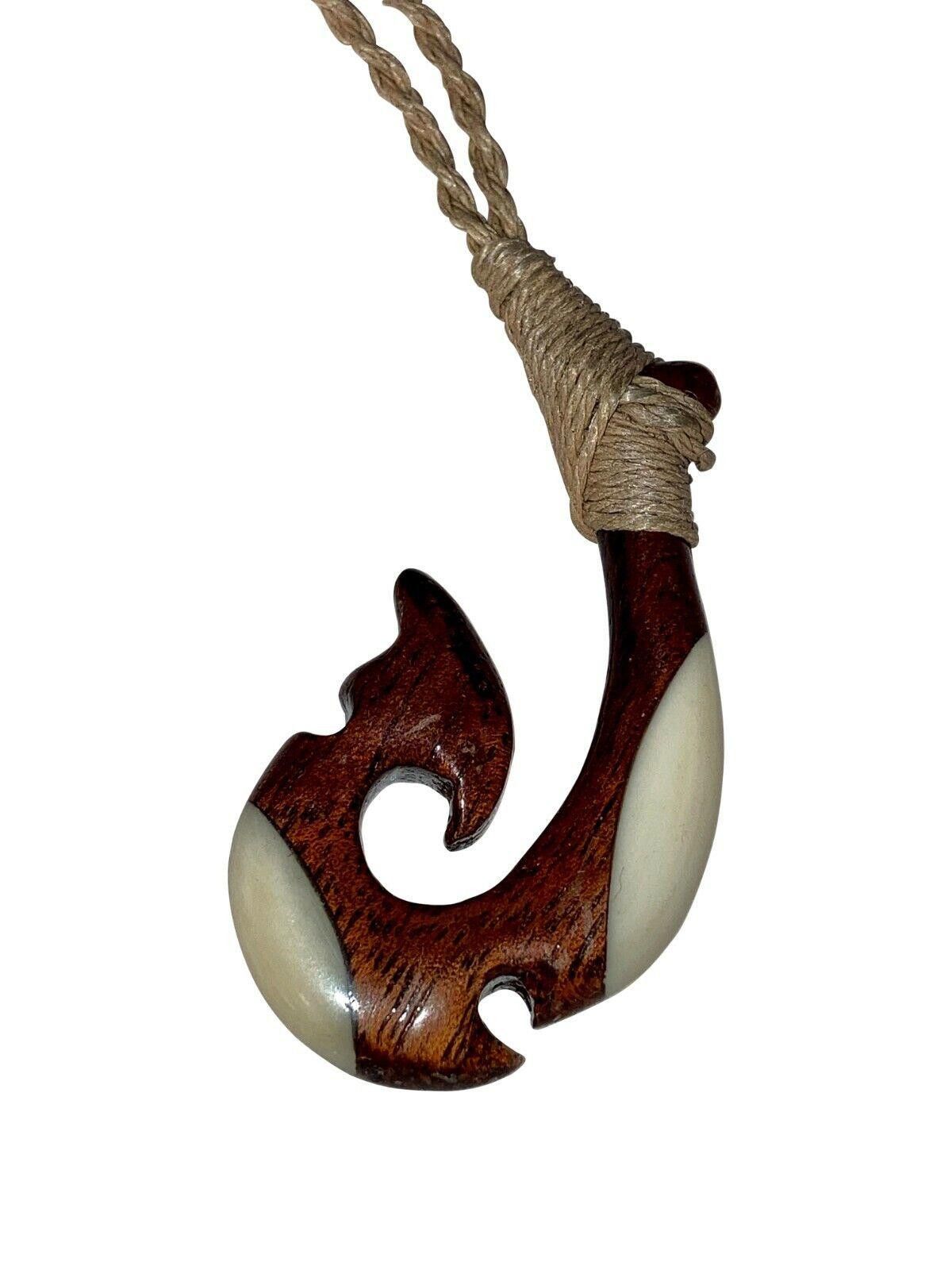 Other Hawaiian Hand Made Wood and Bone Hook Necklace Size ONE SIZE - 1 Thumbnail