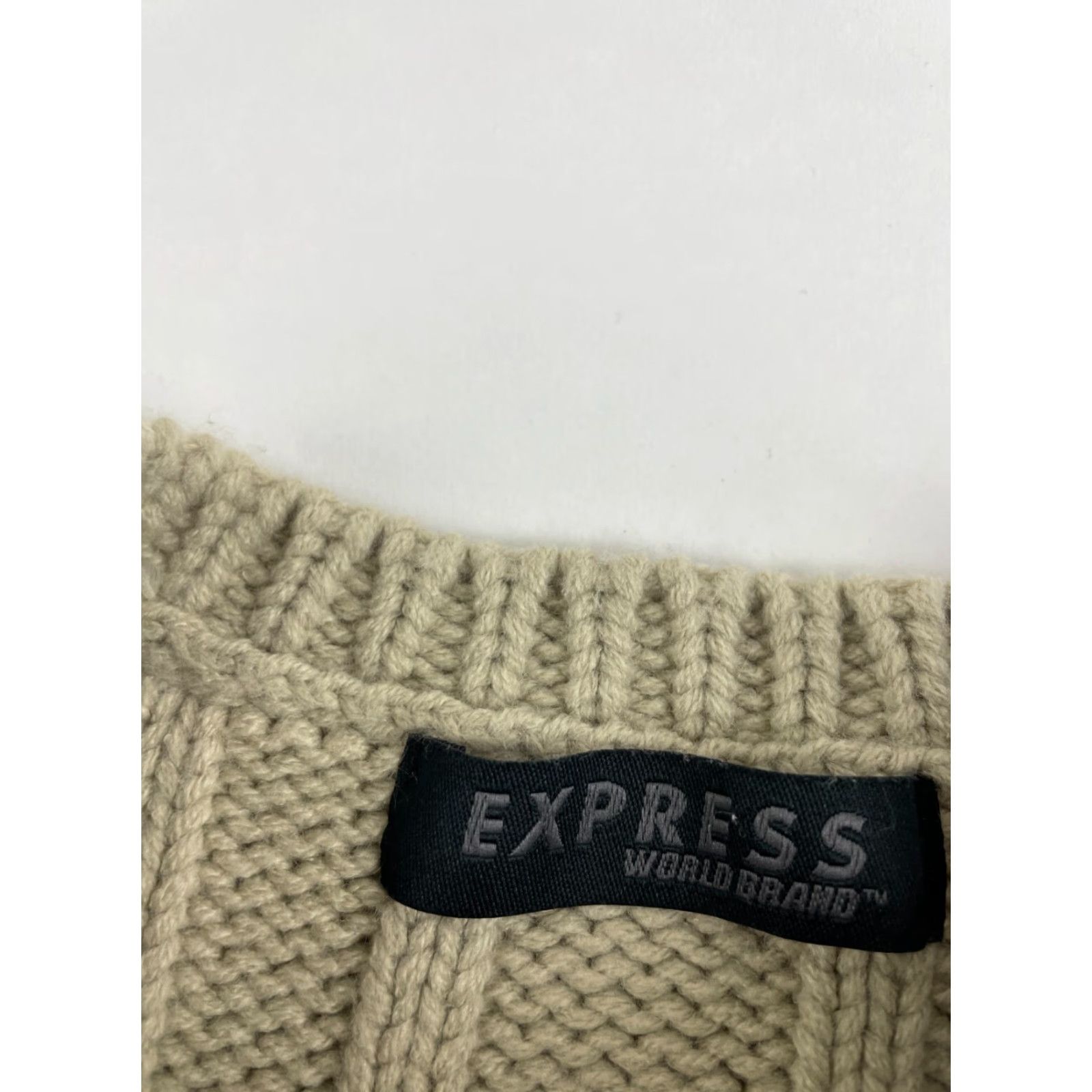 Express Express Sweater Women's Size Large Tan Pullover Crew Neck Cable Knit Runs small Shirt Womens L Brown Modern 90s? Size L / US 10 / IT 46 - 7 Thumbnail
