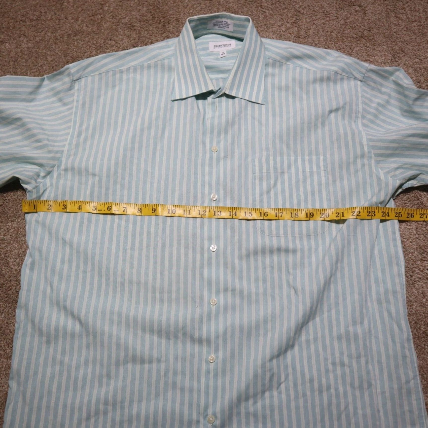 Vintage Concepts by Claiborne Shirt Mens 17 34-35 Blue Striped Button Up Long Sleeve Cotton Carded DNA Classic Button-Down Collar Vintage: No Size US XL / EU 56 / 4 - 5 Thumbnail