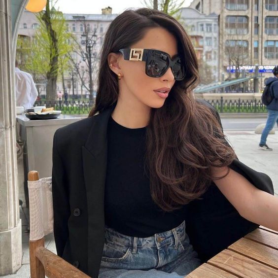Versace Versace VE4402 GB1/87 Sunglasses Black Square Frame Size ONE SIZE - 3 Thumbnail