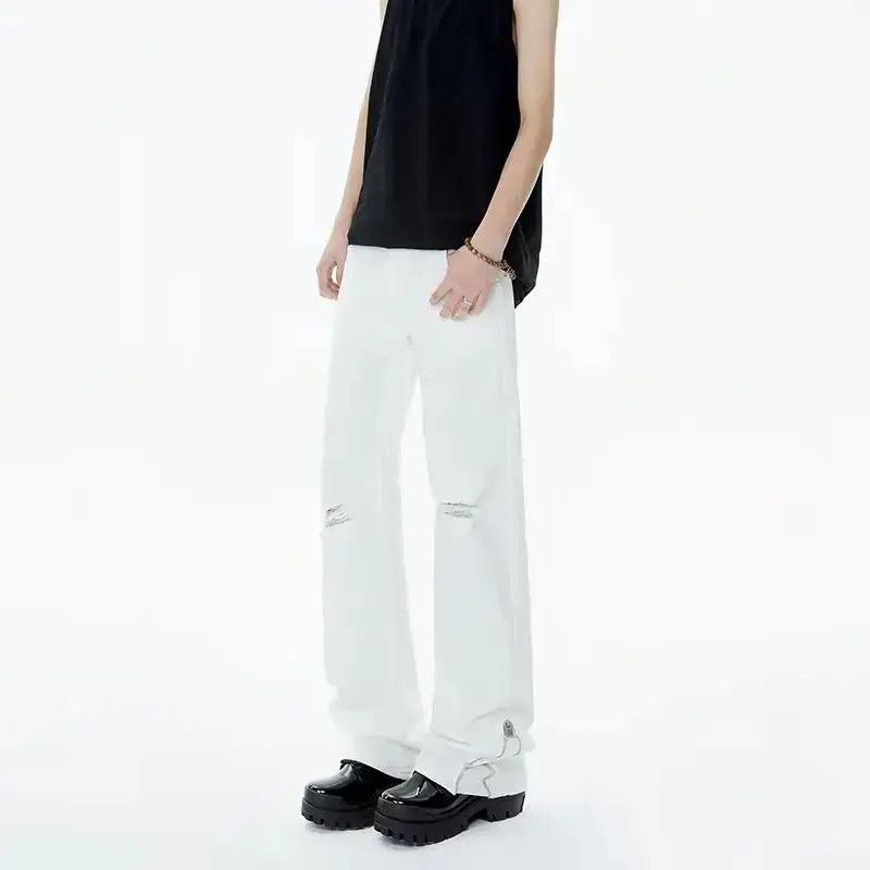 Japanese Brand Retro straight leg loose ripped jeans Size US 32 / EU 48 - 1 Thumbnail