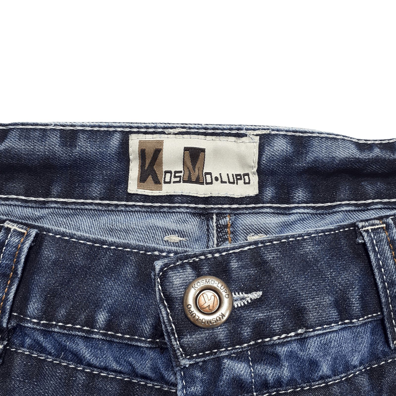 Vintage Vintage Kosmo Lupo Y2K Patchwork Multi Pocket Denim Shorts Size US 38 / EU 54 - 6 Thumbnail