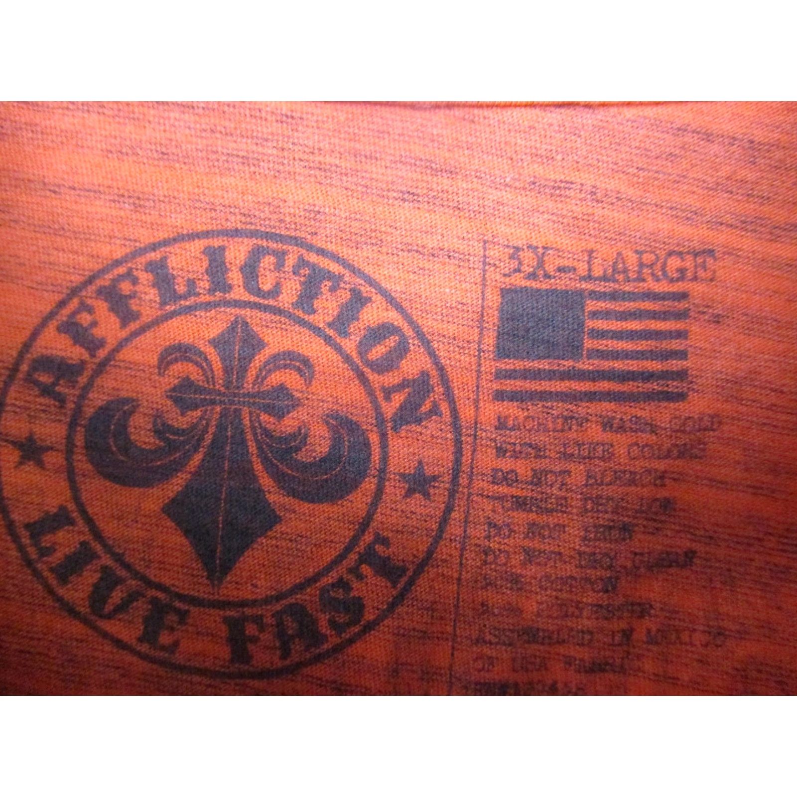 Affliction Affliction Shirt Mens 3XL Orange Live Fast Graphic Tee Skater Size US XXL / EU 58 / 5 - 3 Thumbnail