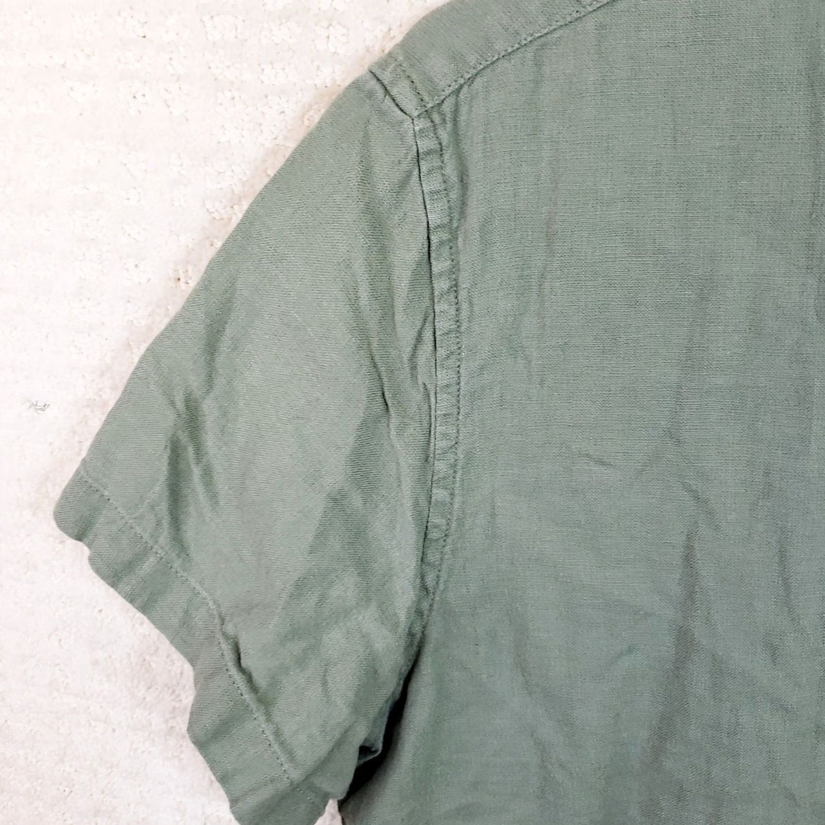 J.Crew J. Crew Shirt Mens M Green Slim Fit Linen Blend Short Sleeve Button-Up Collared Green Solid Casual Preppy Modern Men’s Shirt Size US M / EU 48-50 / 2 - 5 Thumbnail