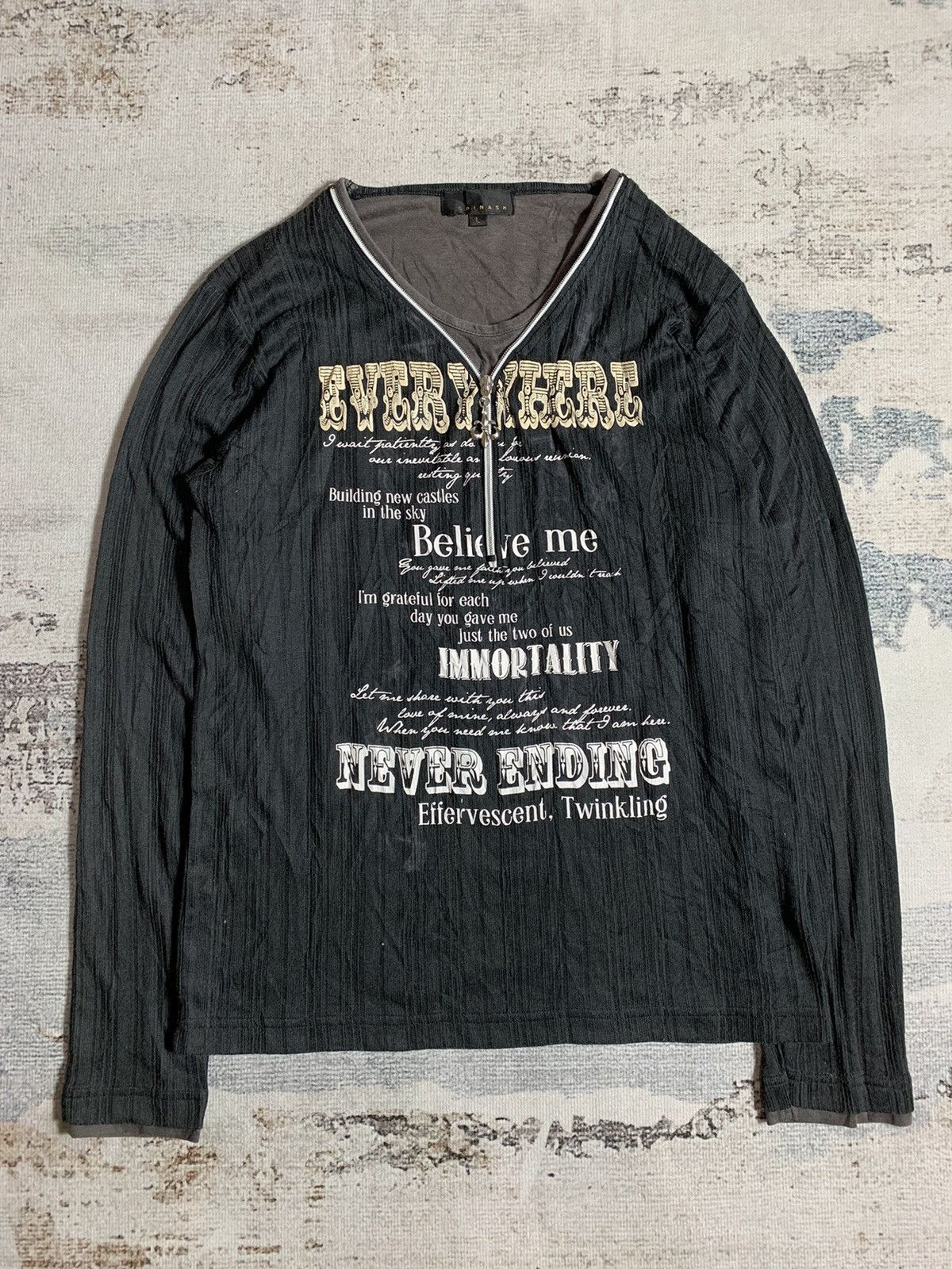 image of Beauty Beast x If Six Was Nine Gothic Longsleeve Poem Y2K Spinash Jpn in Black, Men's (Size Large)