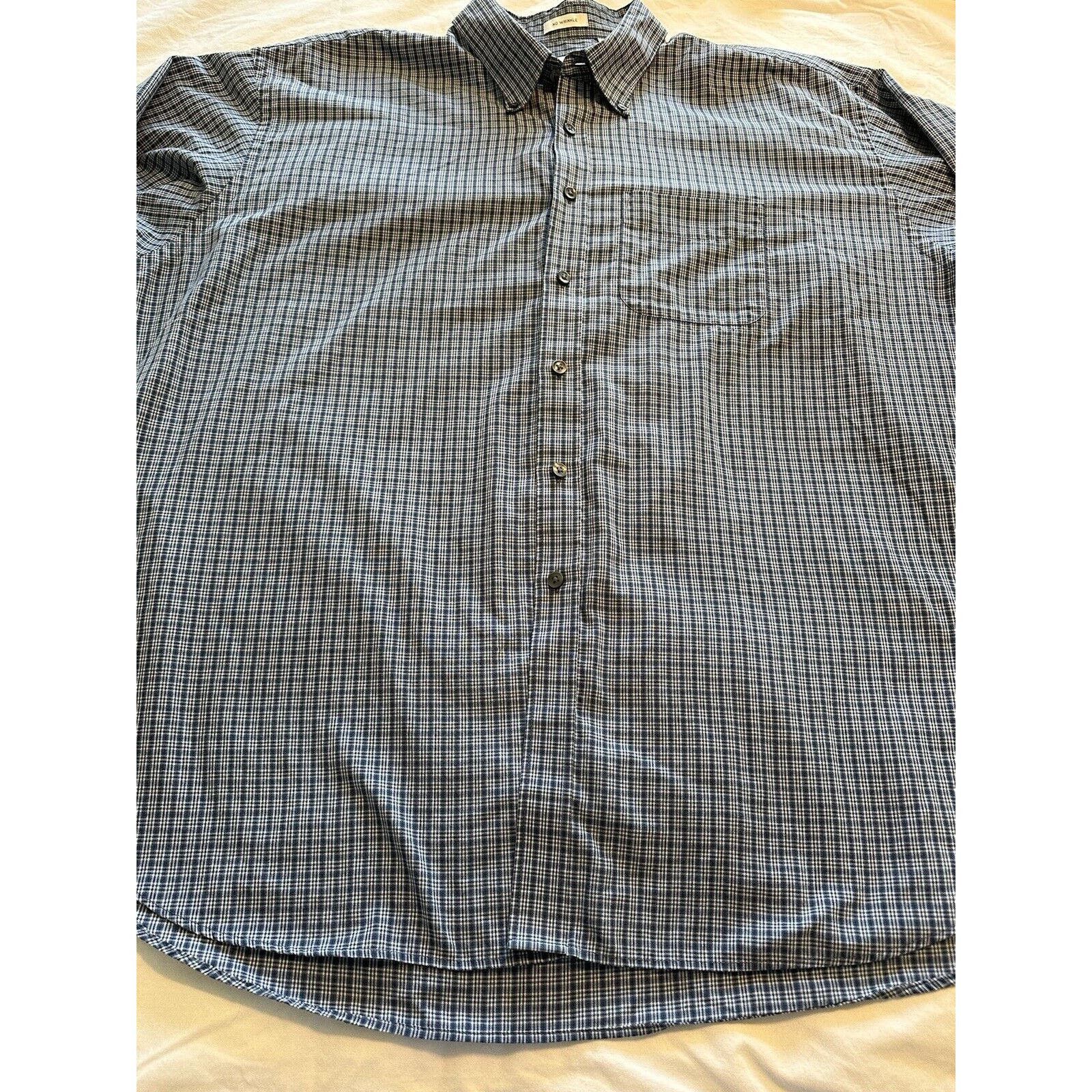 Van Heusen Van Heusen Button Shirt NoWrinkle Blue/Black/White Check XXL Size US XXL / EU 58 / 5 - 2 Thumbnail