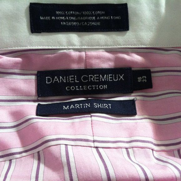 Daniel Cremieux DANIEL CREMIEUX MENS NEW PINK COTTON DRESS SHIRT SIZE: 16-33 Size US L / EU 52-54 / 3 - 4 Thumbnail