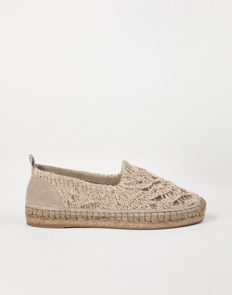 Brunello Cucinelli o1la1rc1a0326 Dazzling Foliage Suede Espadrilles Flats Beige Size US 7 / IT 37 - 1 Thumbnail