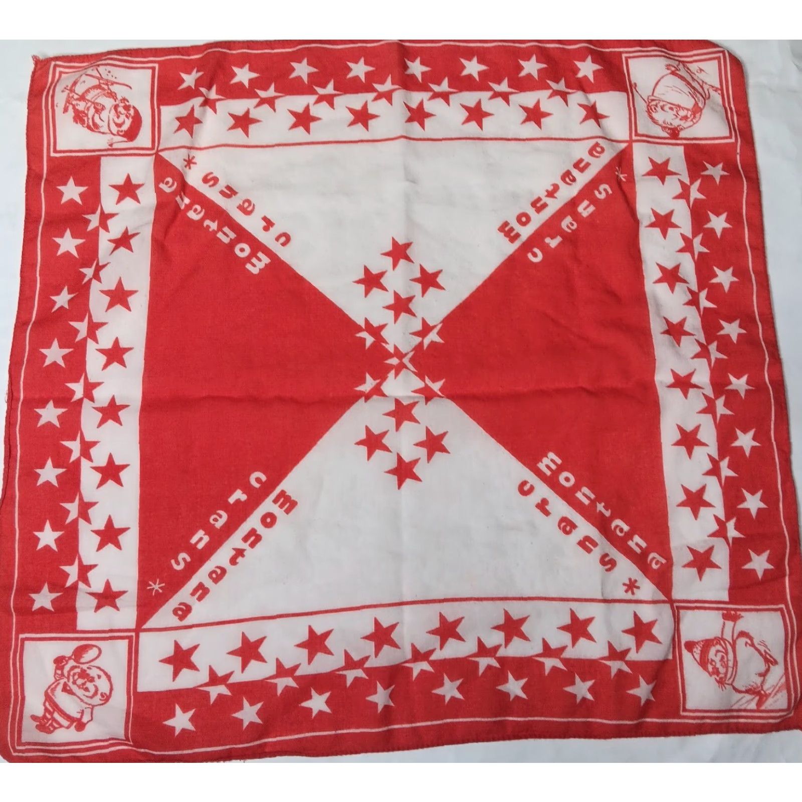 Vintage VINTAGE Badger Bandana Scarf Unisex 19x20" Red White Travel Stars Crans-Montana Switzerland Souvenir Man/Woman? Size ONE SIZE - 2 Thumbnail