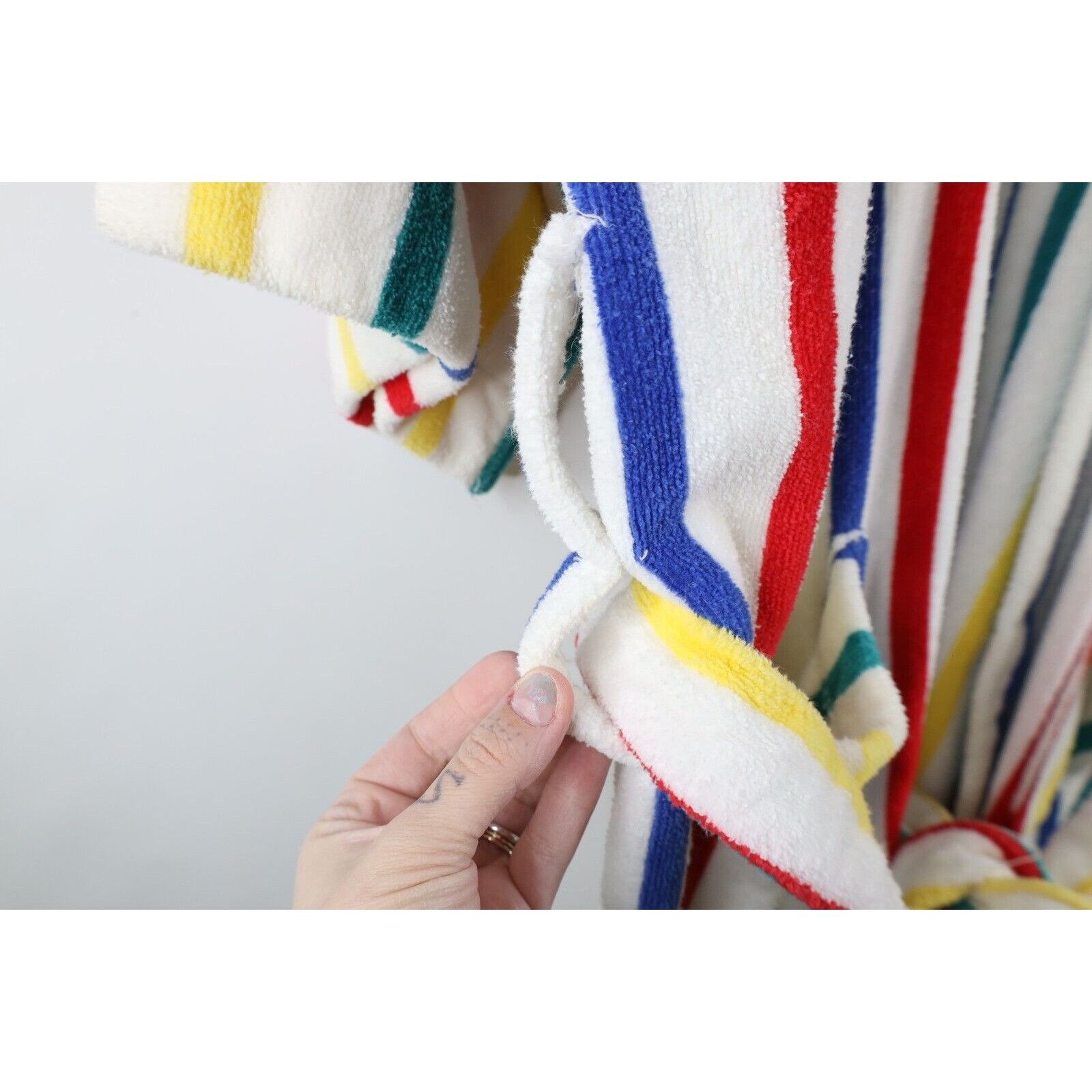 Vintage Vintage 90s Streetwear Terry Cloth Rainbow Striped Robe Size US L / EU 52-54 / 3 - 8 Thumbnail