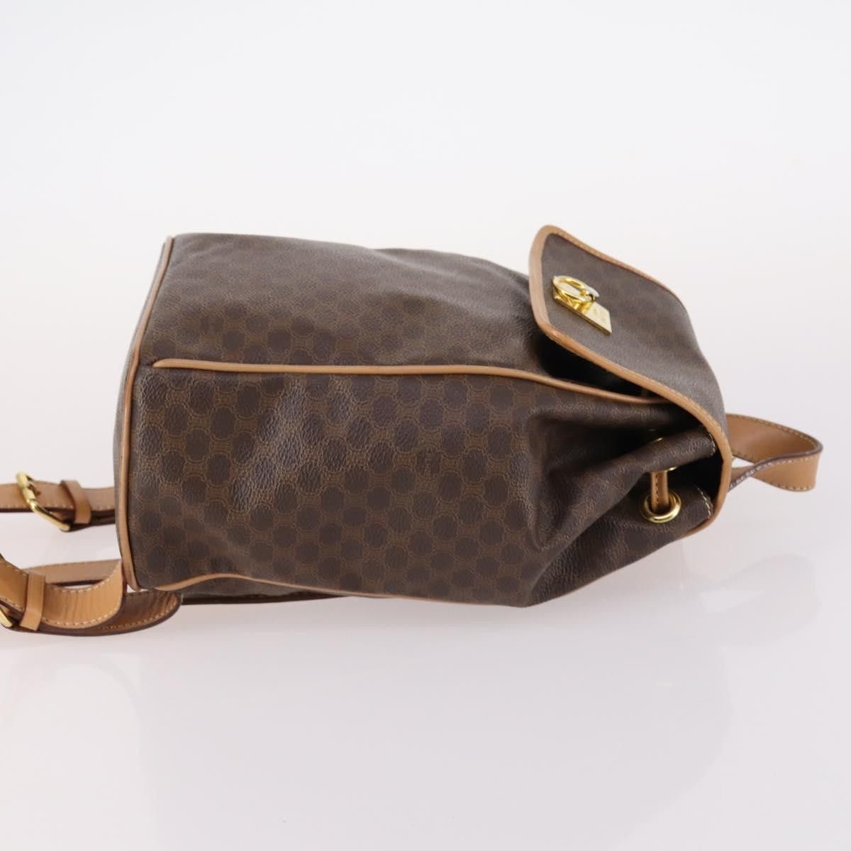 Celine CELINE Macadam Canvas Backpack Pvc Leather Brown Gold Size ONE SIZE - 4 Thumbnail