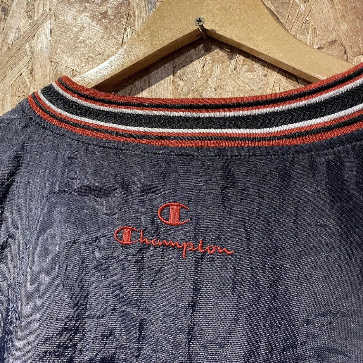 Vintage Champion Pullover Windbreaker VNeck Retro Sportswear
