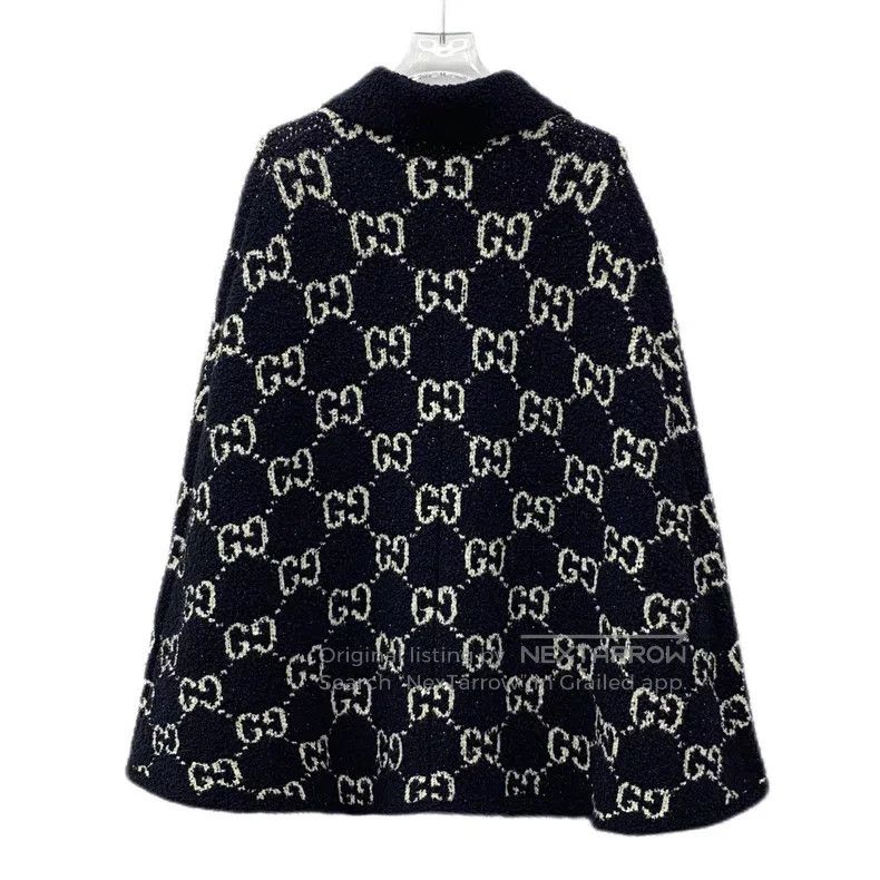 Gucci Gucci Black logo jacquard full-print cotton lapel cloak co Size XXS / US 00 / IT 34 - 2 Thumbnail