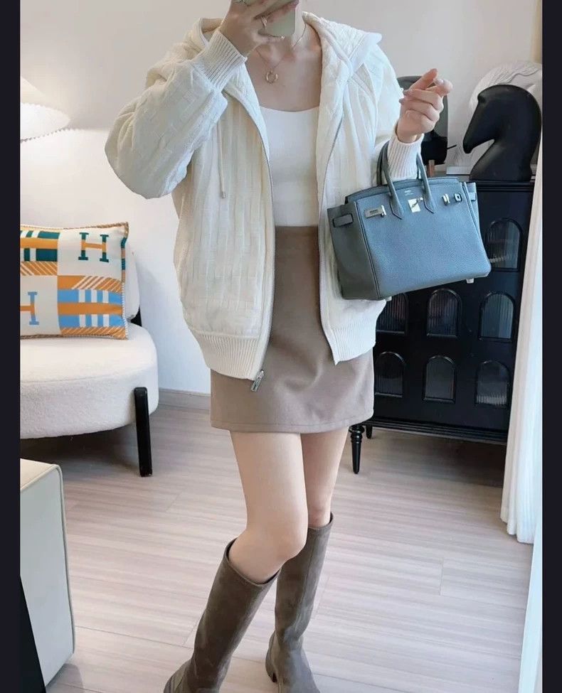 Hermes Hermes White Cashmere Hooded Coat Size US XS / EU 42 / 0 - 1 Thumbnail