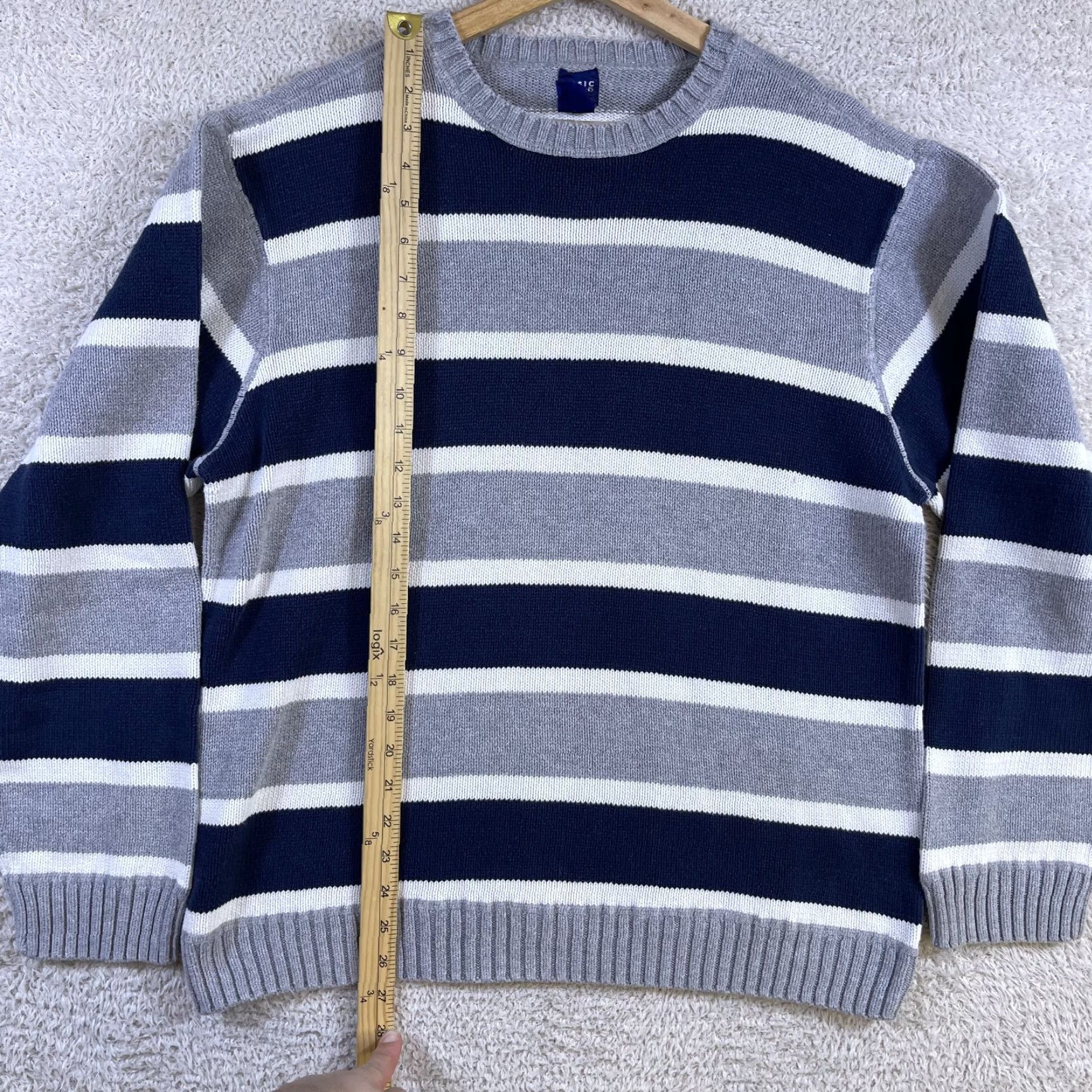 Basic Editions VINTAGE Basic Editions Sweater Mens Large Striped Knit Grandpa Grunge 90's Y2K Crew Neck Pullover Size US L / EU 52-54 / 3 - 4 Thumbnail