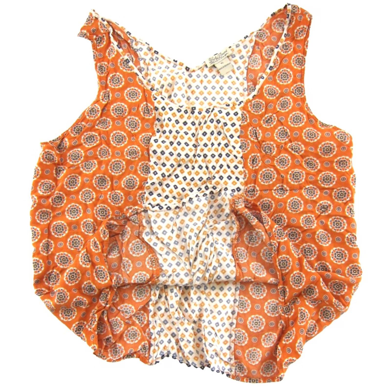 Lucky Brand Lucky Brand Geometric Tank Blouse Woman XL Orange Geometric Tank Top Casual Sleeveless Rayon 70s Retro Floral Summer Blouse Womens XL Size XL / US 12-14 / IT 48-50 - 4 Thumbnail
