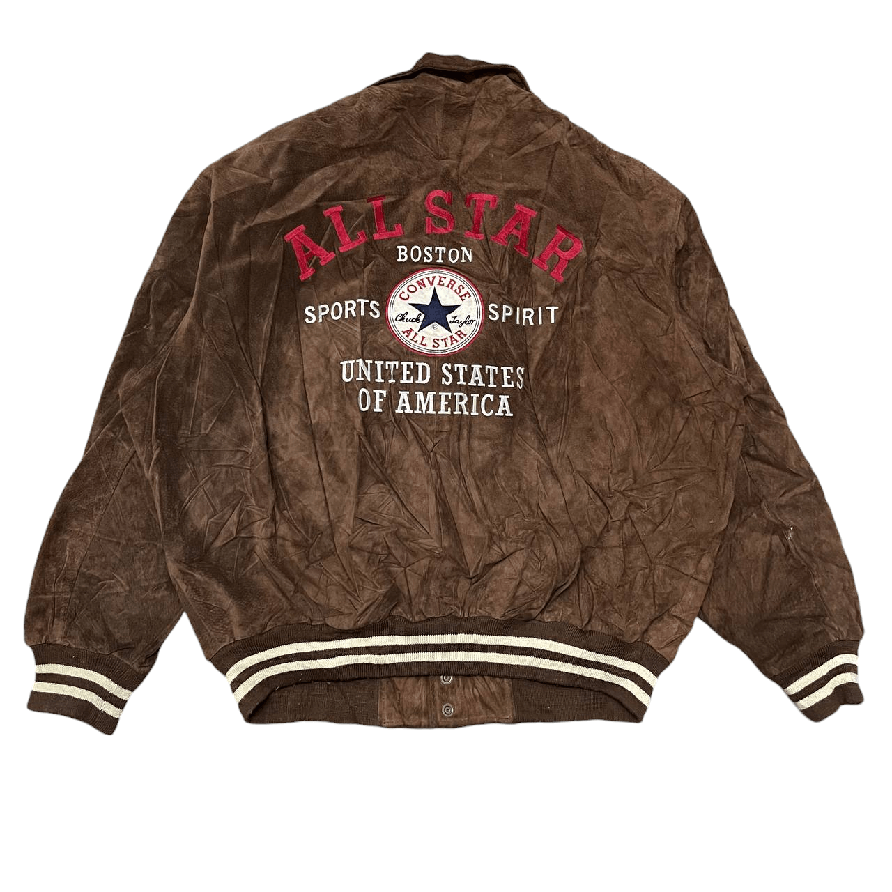 Converse Vintage 90's Converse Embroidery Leather Bomber Jacket Size US XXL / EU 58 / 5 - 1 Thumbnail
