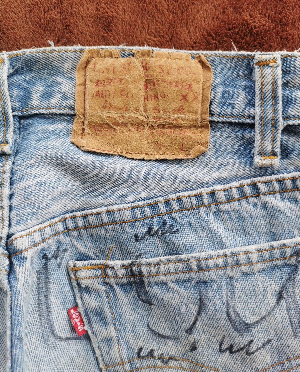 Levi's 90s Vintage Levis 501 Bob Marley Hitomi Handmade Denim Jeans Size US 28 / EU 44 - 9 Thumbnail