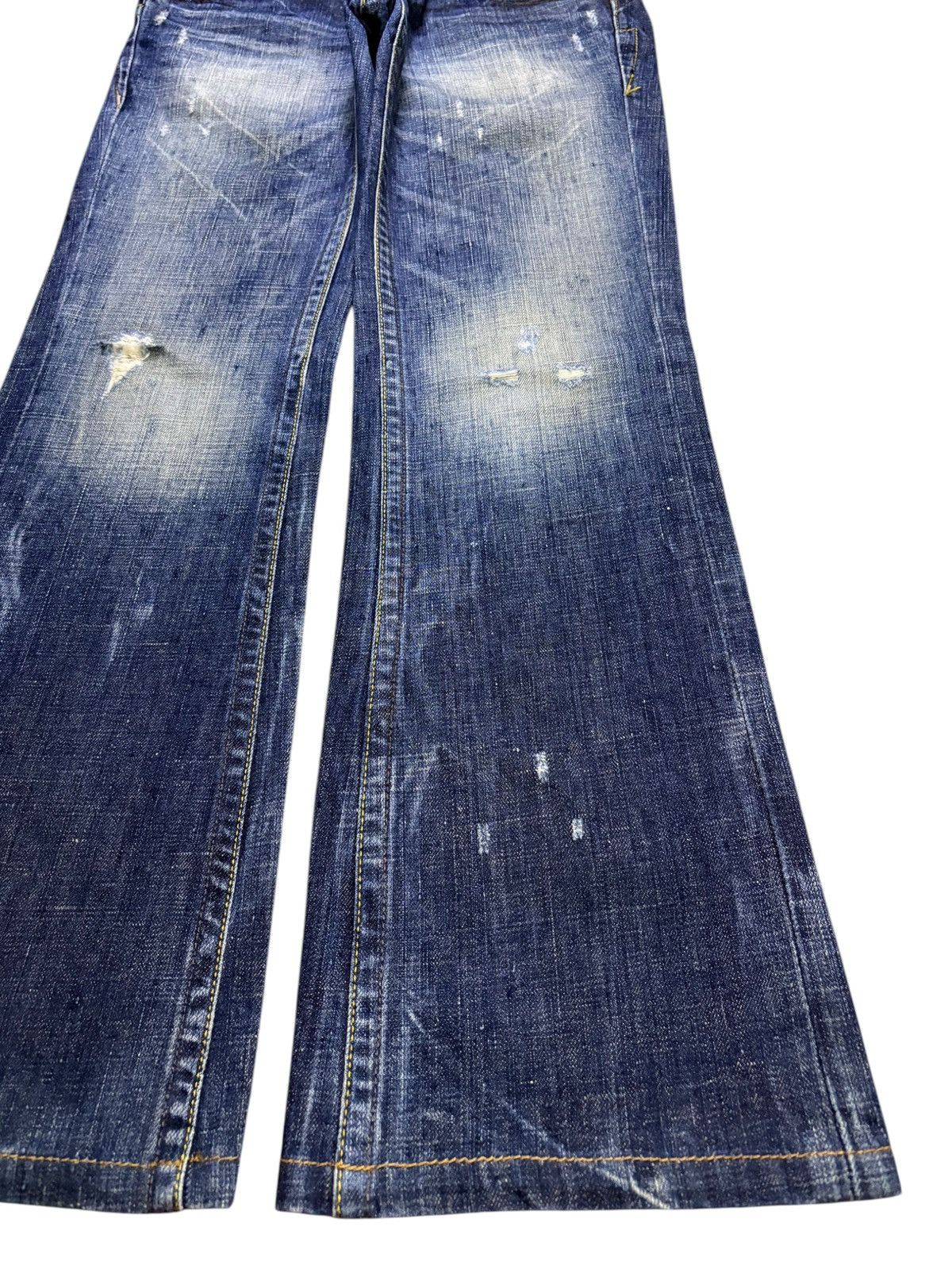 Seditionaries Vintage Japanese Brand Faded Mud Wash Studded Flare Jeans Size 28" / US 6 / IT 42 - 7 Thumbnail