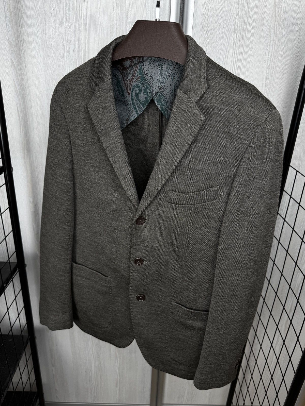 Altea Altea Robert Grey-Brown 3 button wool blend unlined blazer Size 42R - 6 Thumbnail