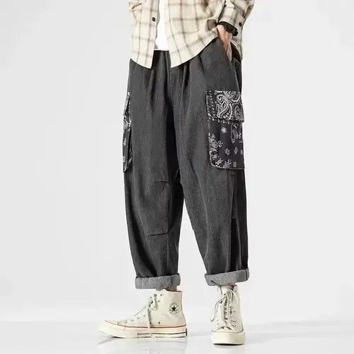 Japanese Brand 20AW Indigo Union Japan Black Denim Bandana Patchwork Pants Size US 32 / EU 48 - 4 Thumbnail