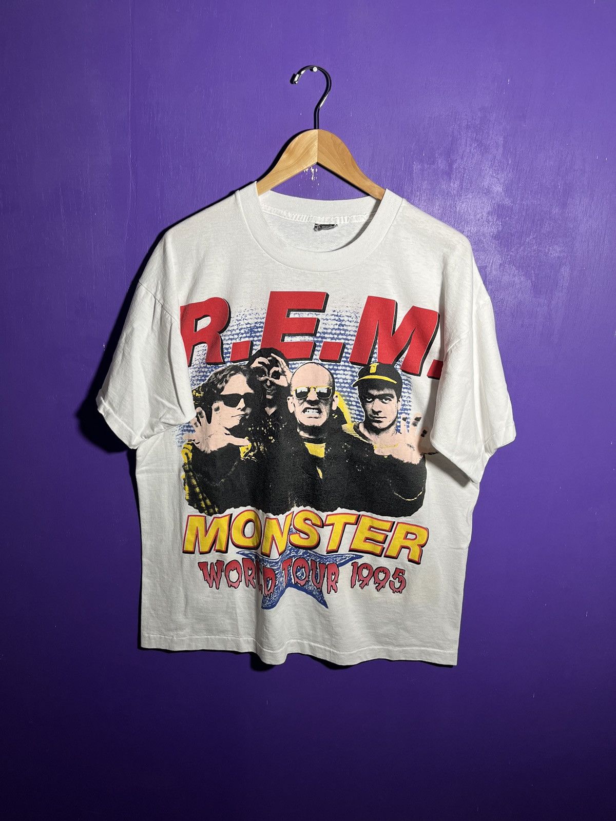 Band Tees × Vintage Vintage 1995 REM monster world tour t-shirt Size US XL / EU 56 / 4 - 1 Thumbnail