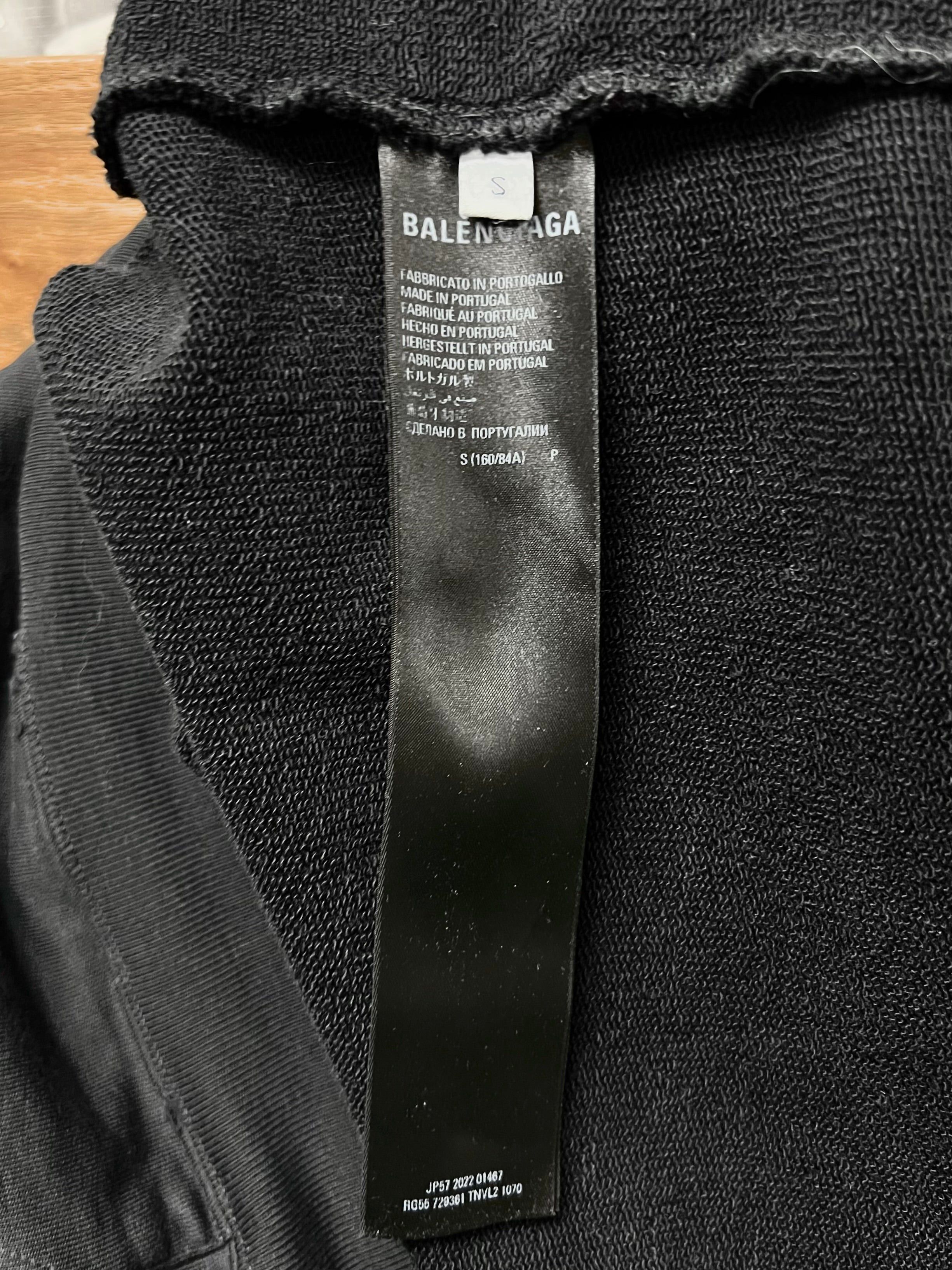 Balenciaga 2022 Balenciaga Distressed Logo Black Pullover Hoodie Size US S / EU 44-46 / 1 - 5 Thumbnail