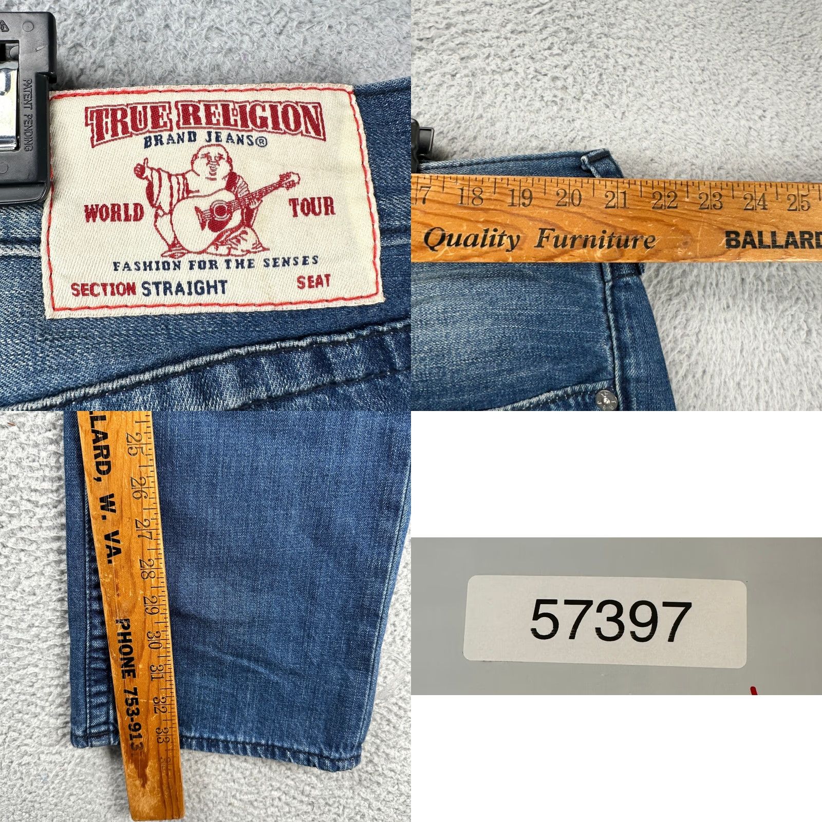 True Religion True Religion Jeans Mens 38 Blue Distressed Straight Denim Pocket Zipper Button Cap Size US 38 / EU 54 - 8 Thumbnail