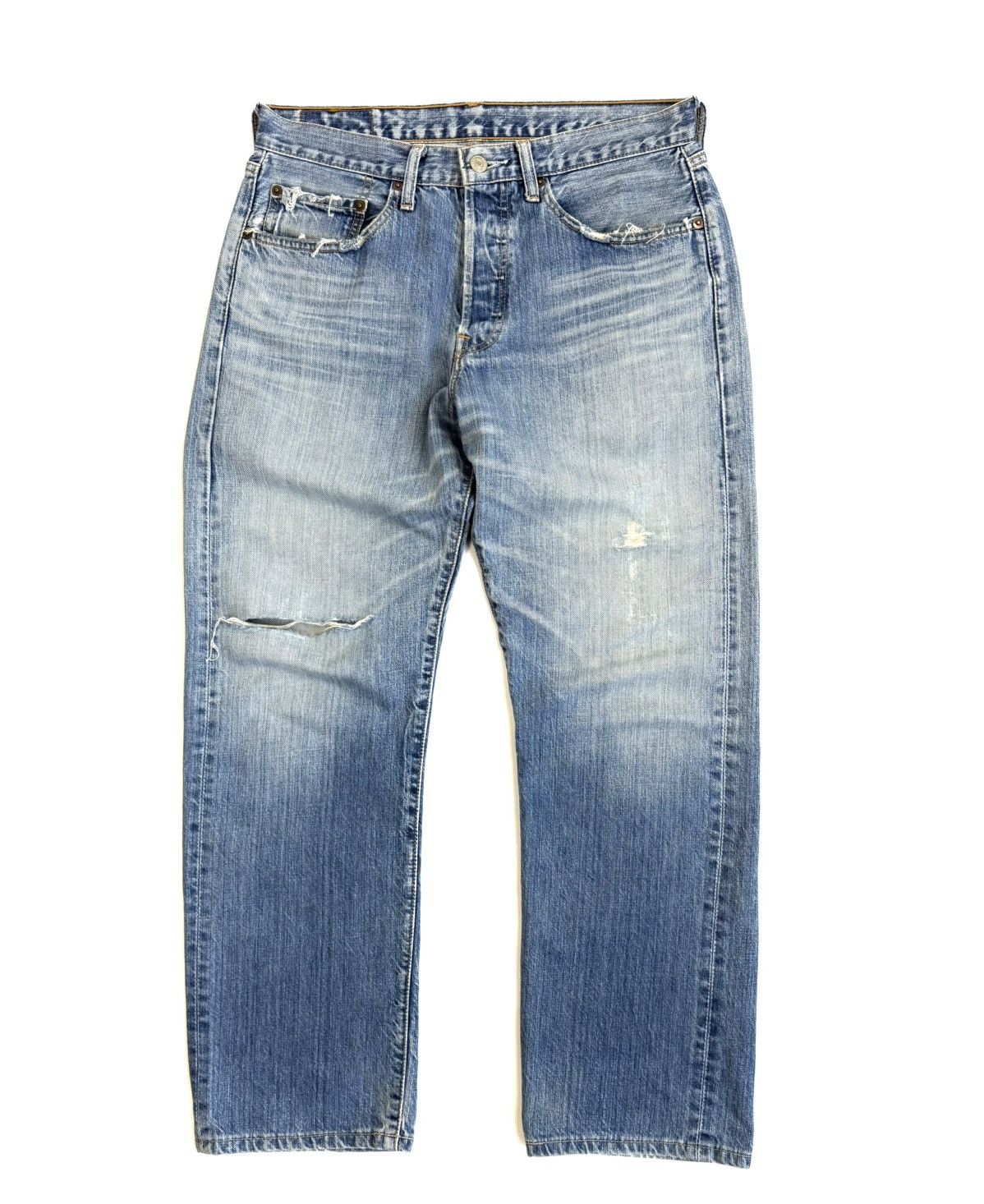 Levi's Vintage Clothing 00s Levi’s 501 Vintage Japan Distressed Washed Blue Jeans Size US 31 - 1 Thumbnail