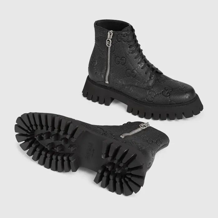 Gucci o1s1wg110425 GG Leather Boots in Black Size US 14 / EU 47 - 6 Thumbnail