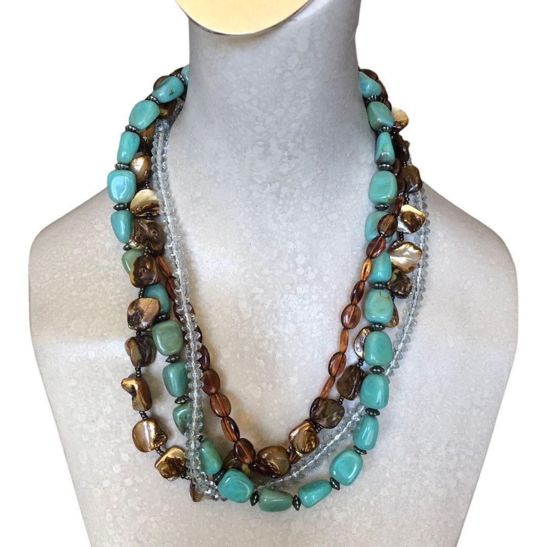 Other Vintage Talbots Marked Multi Strand Shell Crystals Necklace | Grailed