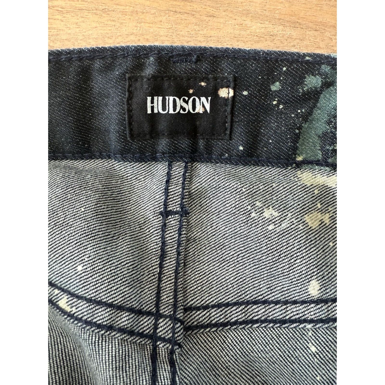 Hudson Hudson Jeans Slim Straight Denim Mens 36 Regular 37x32.5 Indigo Blue Splatter 5-Pocket Logo Button Tailored Urban Rock Theme Size US 36 / EU 52 - 3 Thumbnail