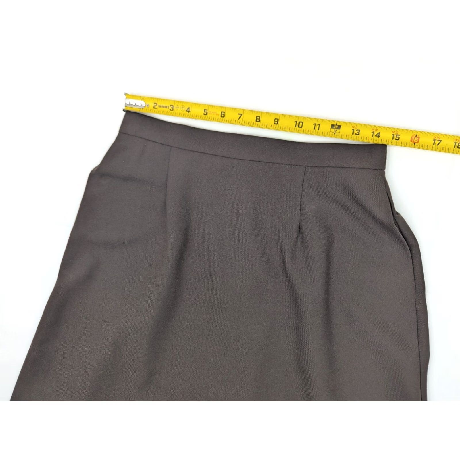 Orvis Orvis Skirt Women 10P Pleated Knee Length Wool-Look Polyester Tweed Brown 90s Vintage Rise Mid Elastic Slit Button 29x25 Size 32" / US 10 / IT 46 - 6 Thumbnail