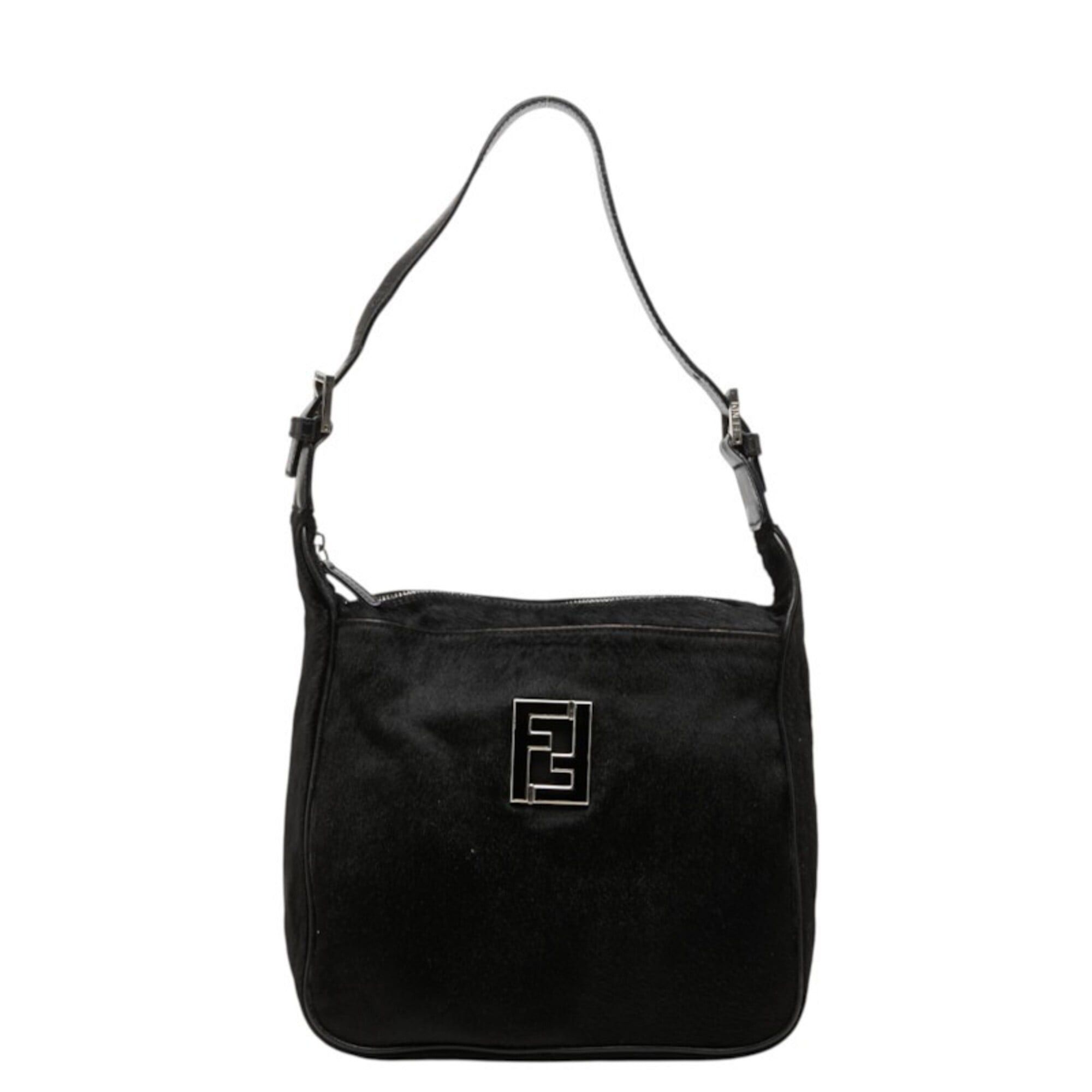 Fendi Fendi FF Logo One-Shoulder Bag, Black Calfskin Leather, Women's FENDI Size ONE SIZE - 1 Thumbnail