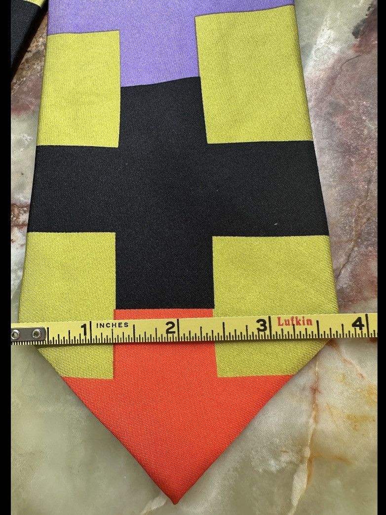 Other VINTAGE 1990s GENE MEYER SILK NECKTIE TIE GEOMETRIC JAPAN Size ONE SIZE - 6 Thumbnail