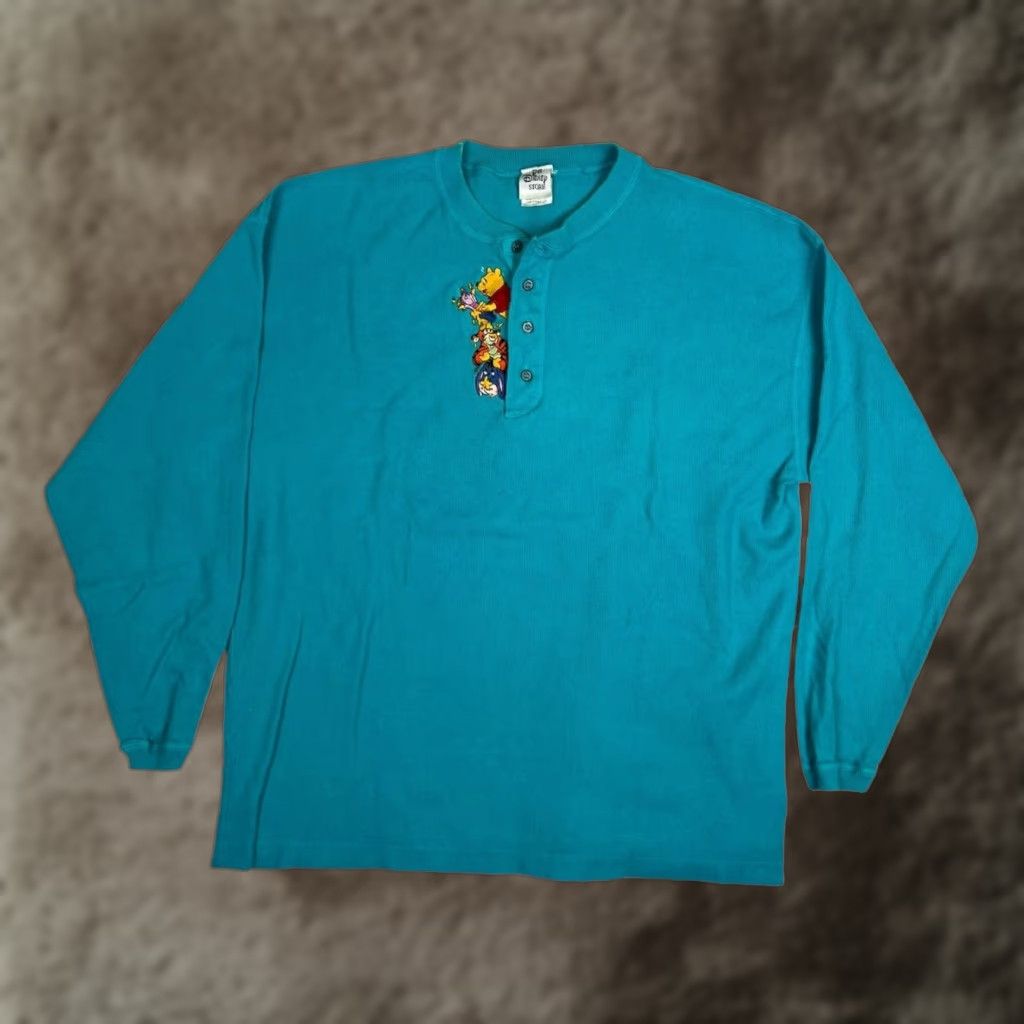 Disney VINTAGE Disney Winnie Pooh Tigger Shirt Mens Large Blue Thermal Henley 90s USA Size US L / EU 52-54 / 3 - 1 Thumbnail