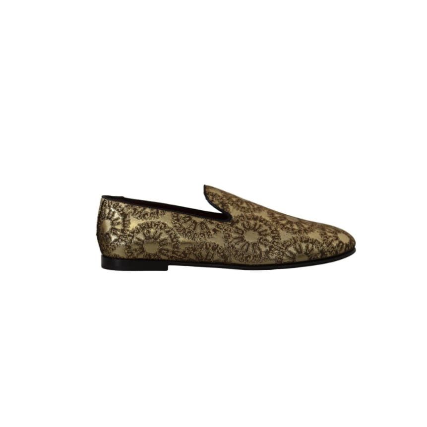 Dolce & Gabbana o1y0125 Embroidered Loafers in Gold Size US 6 / EU 39 - 1 Thumbnail