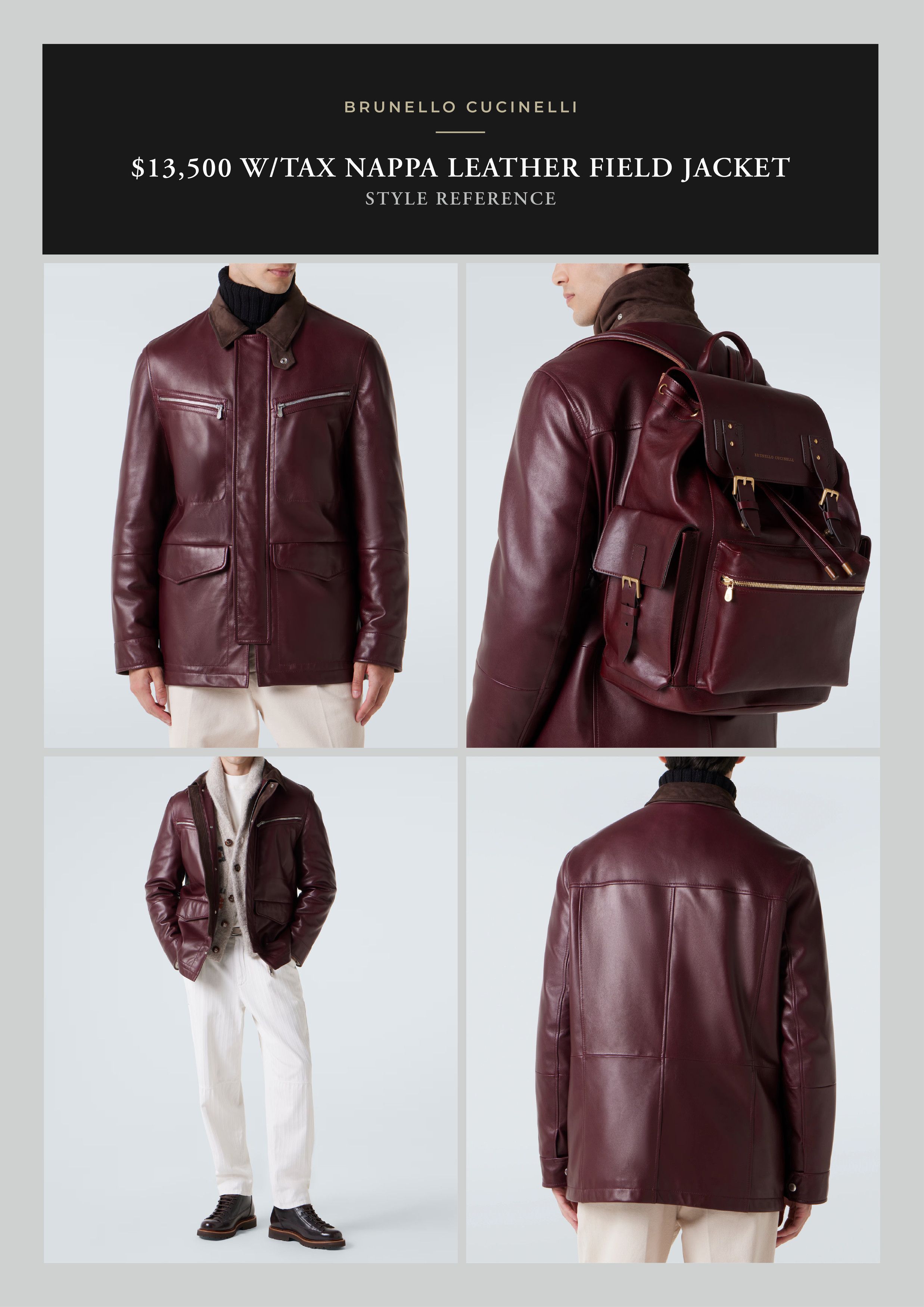 Brunello Cucinelli A Menswear Grail, Rare $13,500 Nappa Leather Jacket Size US XL / EU 56 / 4 - 8 Thumbnail