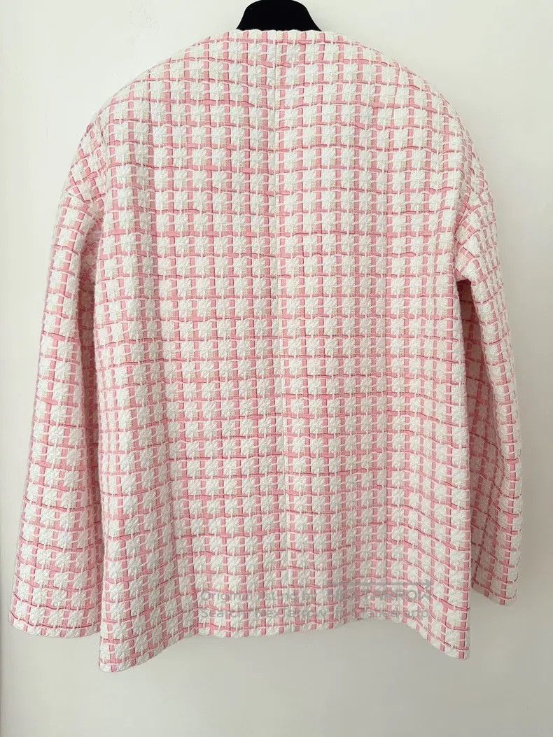 Chanel Chanel Popular pink and white plaid tweed jacket in spring Size XXS / US 00 / IT 34 - 2 Thumbnail