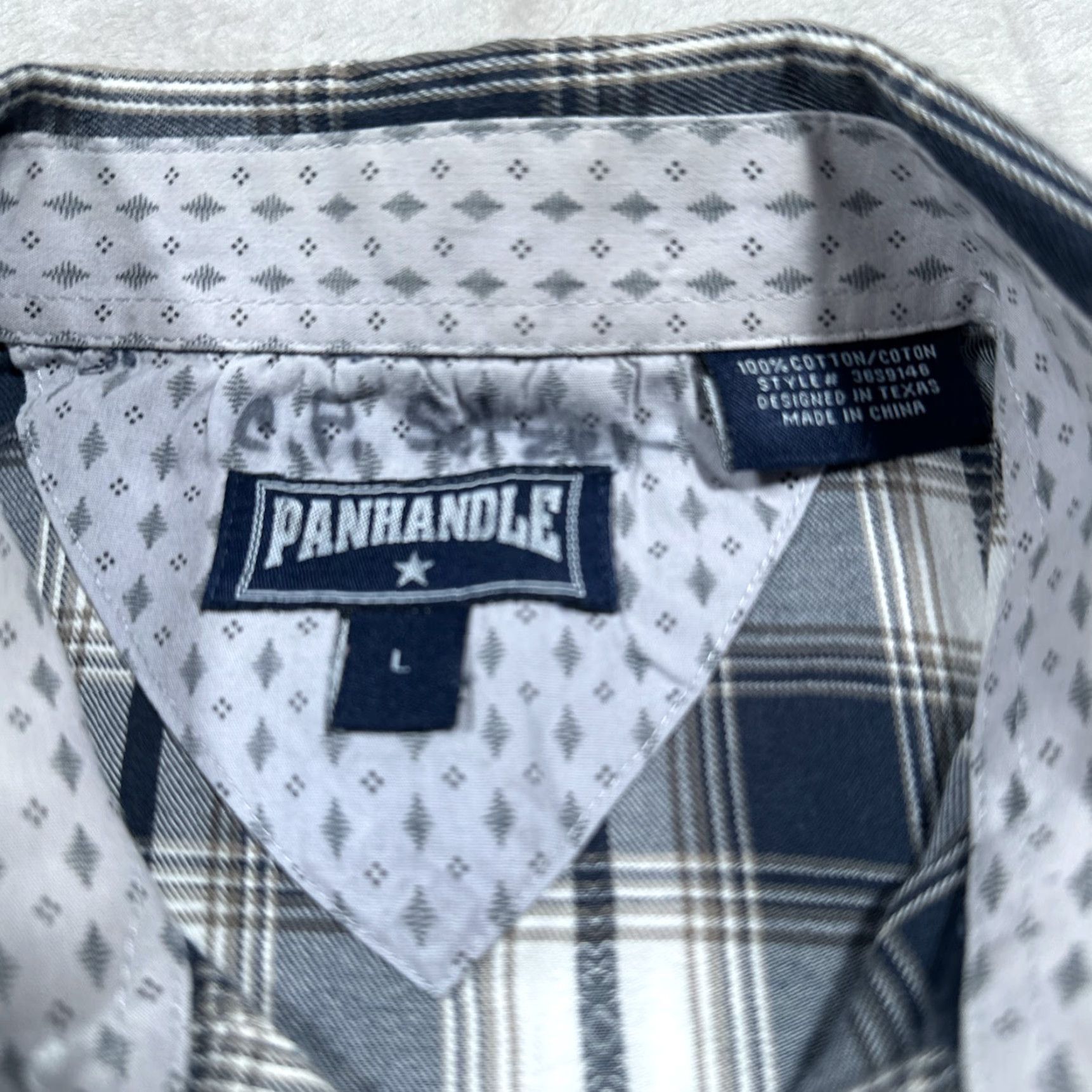 Vintage VINTAGE Panhandle Mens Shirt Long Sleeve Blue Plaid Western Pearl Snap Cowboy, Cotton Denim, Fall Winter Size US L / EU 52-54 / 3 - 2 Thumbnail