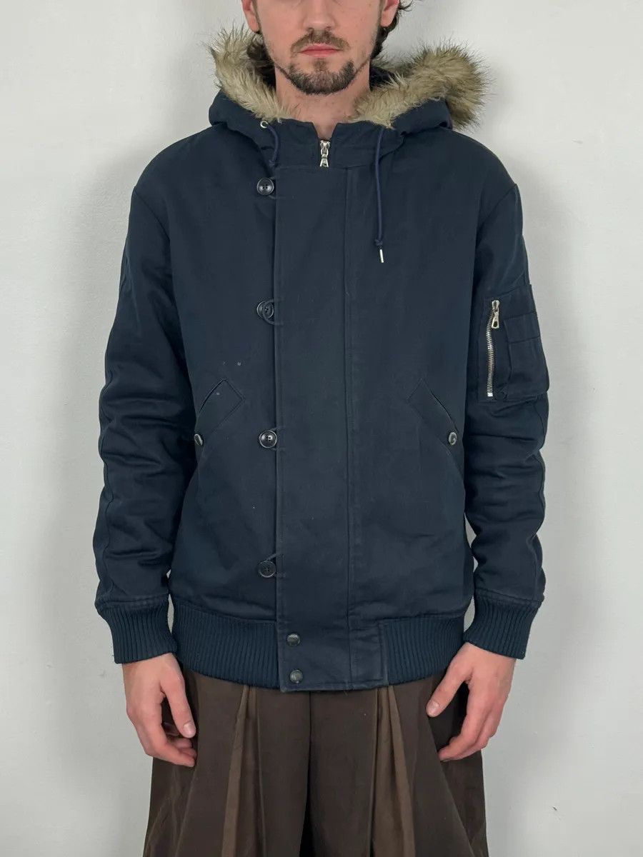 A.P.C. A.P.C. Navy Aviator Fur Hooded Bomber Jacket Size US M / EU 48-50 / 2 - 2 Thumbnail